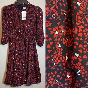 NWT Max Fashion Feminine Dress Heart Pattern Valentine's Day Size 13 14